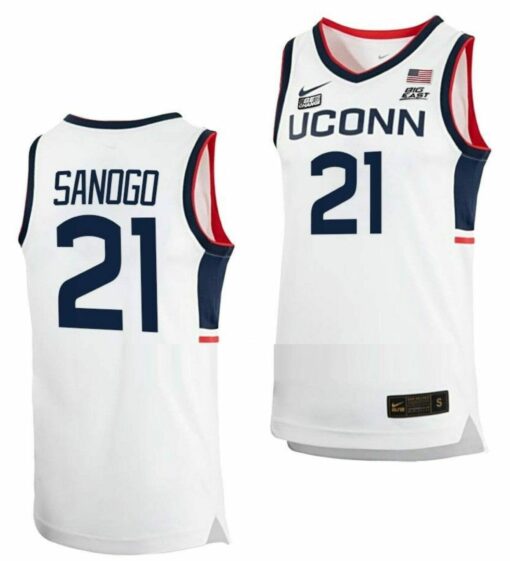 Adama Sanogo Jersey UConn Huskies College Basketball White Replica #21