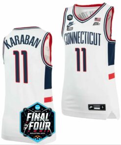 Alex Karaban Jersey UConn Huskies 2023 NCAA National Championship March Madness White #11