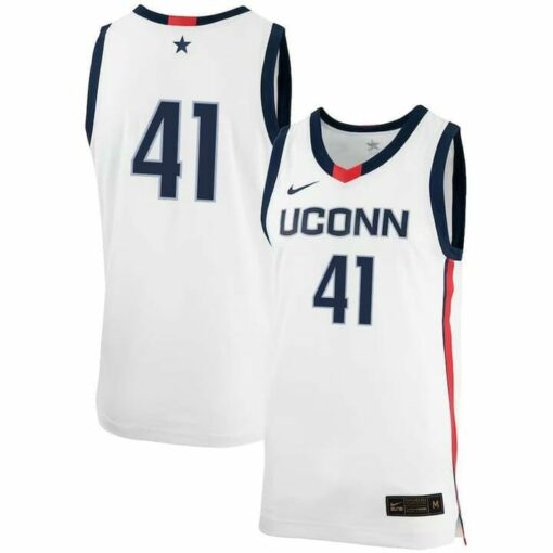 Emmett Hendry Jersey UConn Huskies College Basketball No Name White #41