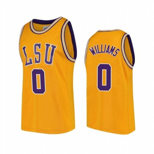 KJ Williams Jersey LSU Tigers Basketball 2023 Draft Prospect NCAA College Gold #0 Throwback