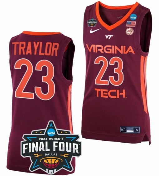 Kayana Traylor Jersey Virginia Tech Hokies College Basketball 2023 NCAA Final Four Maroon #23