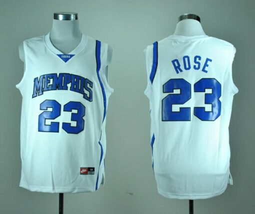 Memphis Tigers #23 Derrick Rose Basketball Jersey White