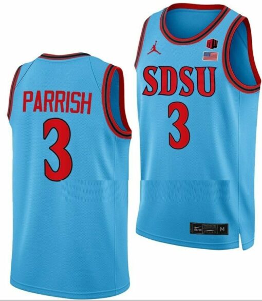 Micah Parrish Jersey San Diego State Aztecs College Basketball Blue Alternate #3