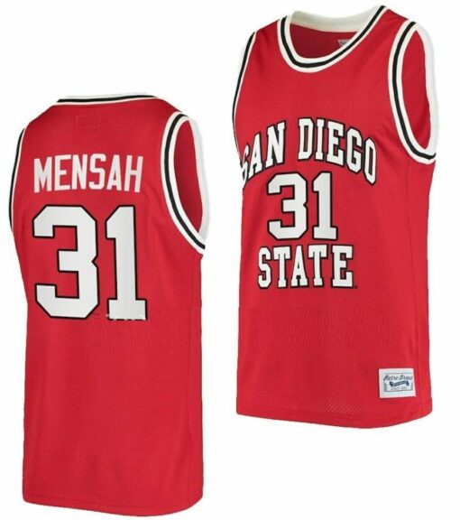 Nathan Mensah Jersey San Diego State Aztecs College Basketball Red Retro #31