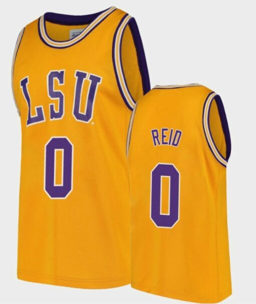 Naz Reid Jersey LSU Tigers College Basketball Gold Replica #0