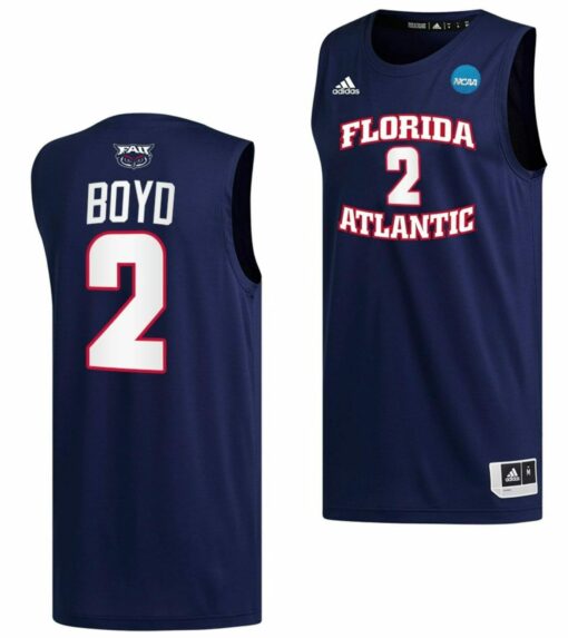Nicholas Boyd Jersey FAU Owls College Basketball 2023 NCAA March Madness Navy #2