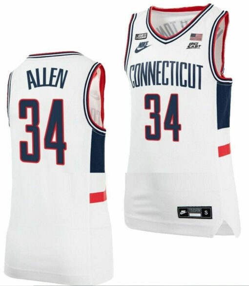 Ray Allen Jersey UConn Huskies College Basketball Alumni White #34