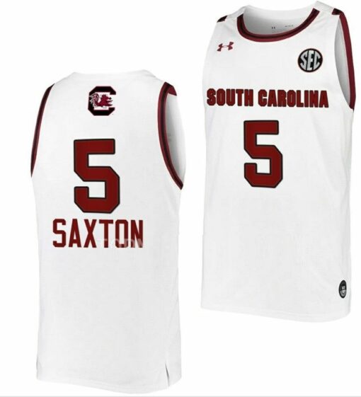 Victaria Saxton Jersey South Carolina Gamecocks College Basketball White #5
